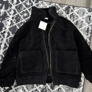 Showpo Black fleece teddy jacket